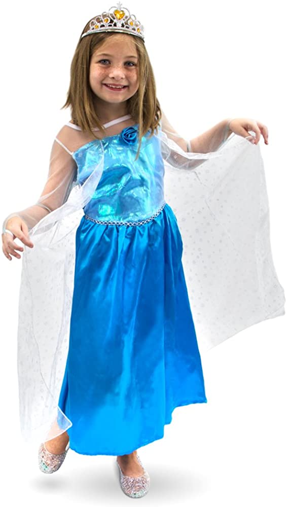 Ice Princess Children's Girl Halloween Dress Up Theme Party Roleplay & Cosplay Costume, Girls, (S, M, L, XL) (Youth Small (3-4)) Blue
