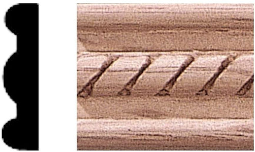 House of Fara 1/4 in. x 1 in. x 8 ft. Oak Embossed Rope Moulding