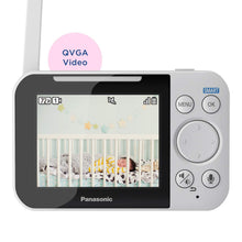 Load image into Gallery viewer, Panasonic Video Baby Monitor with Remote Pan/Tilt/Zoom, Wide-Angle Lens, Extra Long Audio/Video Range, 2 Way Talk and Lullaby or White Noises - KX-HN3001W (White)
