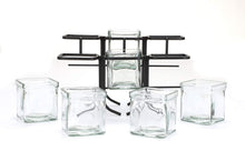 Load image into Gallery viewer, Mind Reader 6 Compartment Condiment Server Stand, Garnish Station for Restaurant, Bars, Removable Jars, Black, 9.5" W x 7.25" H, Clear 2 Tier