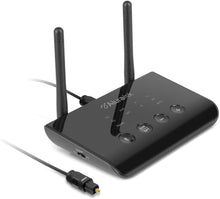 Load image into Gallery viewer, Aluratek Bluetooth 5 Audio Receiver &amp; Transmitter, Supports AUX, RCA and Optical Connections, aptX Low Latency, TV to Wireless Headphones, Airpods (ABCD54F)