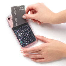 Load image into Gallery viewer, Case-Mate - Stick On Credit Card Wallet - POCKETS - Ultra-slim Card Holder - Universal fit - Apple – iPhone – Samsung – Galaxy - and more –  Black Iridescent Glitter