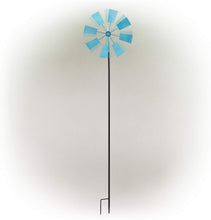 Load image into Gallery viewer, Alpine Corporation KIY102BL Metal Windmill Stake-Kinetic Spinner Outdoor Yard Art Decor, 52-Inch Tall, Blue