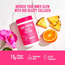 Load image into Gallery viewer, Vital Proteins Beauty Collagen Peptides Powder Supplement for Women, 120mg of Hyaluronic Acid, 15g of Collagen Per Serving, Enhances Skin Elasticity and Hydration, Tropical Hibiscus, 9.6oz Canister