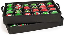 Load image into Gallery viewer, [Red Christmas Ornament Storage Box With Dividers] - (Holds 48 Ornaments up to 3 Inches in Diameter) | Acid-Free Removable Trays with Separators | Clear Window to Easily See Storage Bags Contents