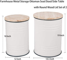 Load image into Gallery viewer, Glitzhome Storage Stool Ottoman Seat with Round Wood Lid Set of 2