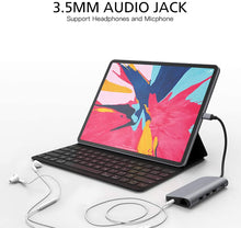 Load image into Gallery viewer, HyperDrive USB-C Hub Adapter for iPad Pro, MacBook Pro/Air, Power 9-in-1 USBC Hub Dongle with 4K HDMI, USB-C PD, Gigabit Ethernet, Audio Jack, 3X USB 3.0, Micro/SD Card Slots