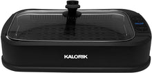 Load image into Gallery viewer, Kalorik, GR 45386 BK, Indoor Smokeless Grill with Tempered Glass Lid, Removable Grill Plate, Drip Tray, Digital Temperature Control LED Display, Precise Cooking up to 460 Degrees.