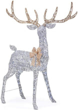 Load image into Gallery viewer, Home Accents Holiday 65 in Cool White 200-Light LED Silver Deer with Gold Bow