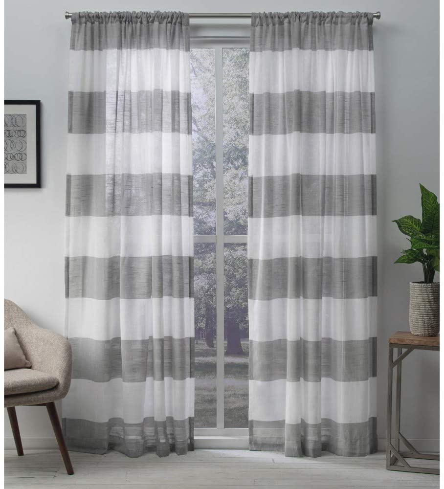 Exclusive Home Curtains Darma Sheer Linen Rod Pocket Curtain Panel Pair