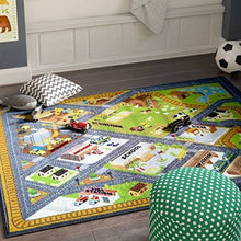 Load image into Gallery viewer, KC CUBS Playtime Collection Country Farm Road Map with Construction Site Educational Learning Area Rug Carpet for Kids and Children Bedroom and Playroom