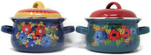 Load image into Gallery viewer, Pioneer Woman Dazzling Dahlia 2-pack MINI Dutch Oven Pans with Lids