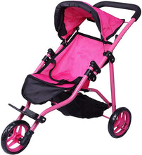 Load image into Gallery viewer, Precious Toys Jogger Hot Pink Doll Stroller, Black Foam Handles and Hot Pink Frame - 0129A