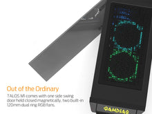 Load image into Gallery viewer, GAMDIAS RGB Gaming Mid-Tower Case Left Tempered Glass Two LED Strip Switchable IO Port with Two RGB Fans Cases TALOS M1, Black