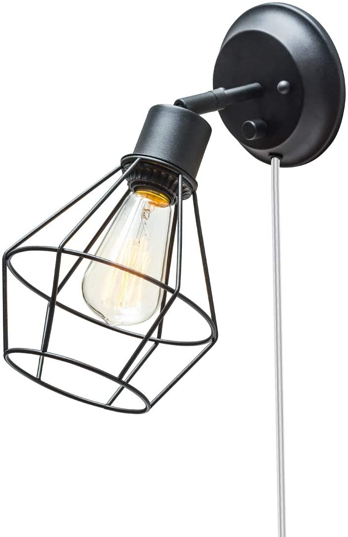 Globe Verdun 1 Matte Black Wall Sconce