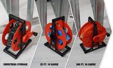 Load image into Gallery viewer, Woods E103 E-103 Wheel, Holds Up to 150 16/3 Extension 125 Feet of 14/3 Gauge Cord, Holiday, Rope, Hose Reel Storage and Light Wire, Heavy Duty Plastic
