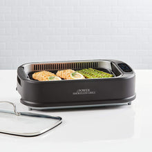 Load image into Gallery viewer, Power XL Smokeless Electric Indoor Removable Grill and Griddle Plates, Nonstick Cooking Surfaces, Glass Lid, 1500 Watt, 21X 15.4X 8.1, black