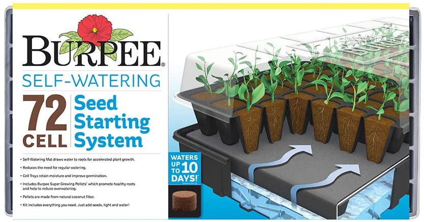 Burpee 72 Cell Self-Watering Seed Starting Kit, 72 Cell Black
