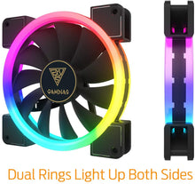 Load image into Gallery viewer, GAMDIAS RGB Case Fan 140mm Dual Light Loop Motherboard Sync with Remote Control Color - Three Fan Pack Cooling Aeolus M1-1403R