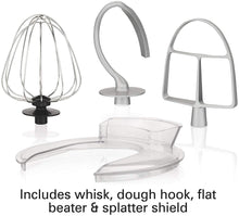 Load image into Gallery viewer, Hamilton Beach Electric Stand Mixer, 4 Quart Stainless Bowl, 7 Speeds, Tilt-Head, Dough Hook, Whisk and Flat Beater, Splash Guard, 300 Watts, Black (63390)