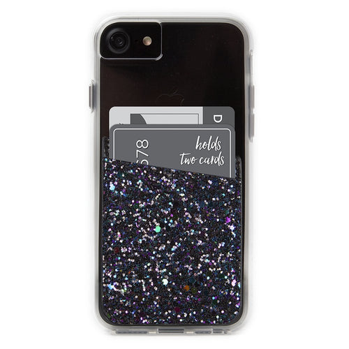 Case-Mate - Stick On Credit Card Wallet - POCKETS - Ultra-slim Card Holder - Universal fit - Apple – iPhone – Samsung – Galaxy - and more –  Black Iridescent Glitter