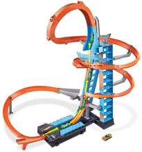 Load image into Gallery viewer, Hot Wheels Sky Crash Tower Track Set, 2.5+ ft / 83 cm High with Motorized Booster, Orange Track &amp; 1 Vehicle