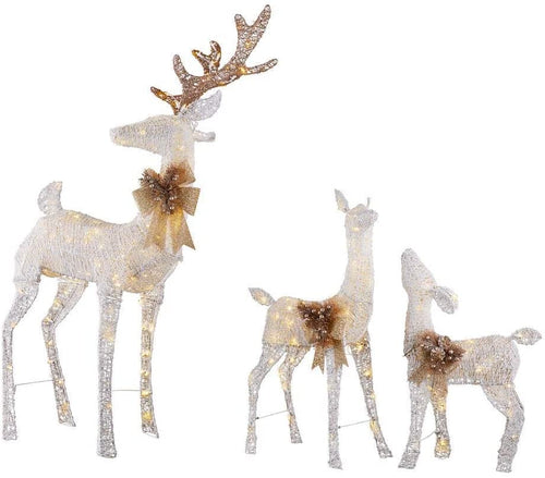 Home Accents Holiday Sweet Serenity 63 in. Deer, 36 in. Doe and 28 in. Fawn Pre-Lit LED Yard Decor Set