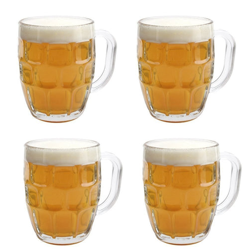 Draft by Home Essentials Beer Mug, Set of 4, Clear, 22 Ounce