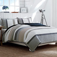 Load image into Gallery viewer, Nautica Home | Tideway Collection | Quilt-100% Cotton Light-Weight Reversible Bedding, Pre-Washed for Extra Comfort, Standard, Tan/Grey