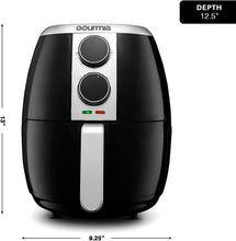 Load image into Gallery viewer, Gourmia GAF375 4.5 Qt Air Fryer | Oil-Free Healthy Cooking | Adjustable Time and Temperature Dials | Removable Dishwasher-Safe Crisper Tray | Free Recipe Book Included