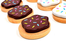 Load image into Gallery viewer, Melissa &amp; Doug Slice-and-Bake Wooden Cookie Play Food Set, Pretend Play, Materials, 28 Pieces, 10.5" H x 13.5" W x 3.25" L