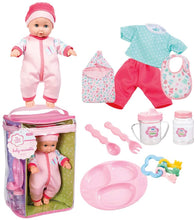 Load image into Gallery viewer, Toysmith Deluxe Baby Ensemble 12- Piece Doll Playset - 11 1/2" soft body doll with change of clothes (clothing may vary)