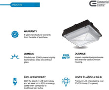 Load image into Gallery viewer, Commercial Electric Square 1-Light 50-Watt Bronze Integrated LED Outdoor Canopy with Flush Mount with 5200 Lumens and DLC-Rating (2-Pack)