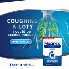 Load image into Gallery viewer, Chest Congestion, Mucinex Maximum Strength 12 Hour Extended Release Tablets, 14ct, 1200 mg Guaifenesin with extended relief of  chest congestion caused by excess mucus, thins and loosens mucus