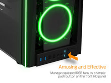 Load image into Gallery viewer, GAMDIAS RGB Gaming Mid-Tower Case Left Tempered Glass Two LED Strip Switchable IO Port with Two RGB Fans Cases TALOS M1, Black