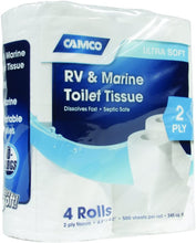 Load image into Gallery viewer, Camco RV Bathroom Toilet Tissue - 4 Rolls Sewer-Safe, Septic-Safe, Biodegradable 2-Ply Bath Tissue Designed for Trailer, Motorhome, &amp; Marine Sanitation Systems (40274), White