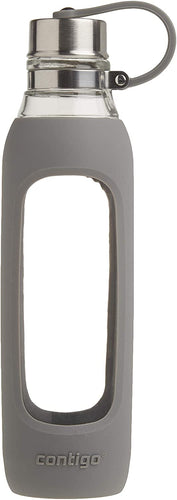 Contigo Purity Glass Water Bottle with Silicone Tethered Lid, 20oz, Radiant Orchid