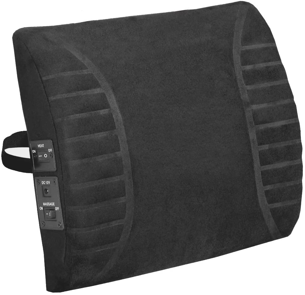 Comfort Products Massage Lumbar Cushion with Heat, Black