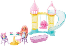 Load image into Gallery viewer, Barbie Dreamtopia Mermaid Playground Playset, with Chelsea Mermaid Doll, Merbear Friend Figure and Sand Castle Set with Swing, Slide, Pool and Tea Party, Gift for 3 to 7 Year Olds