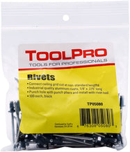 Load image into Gallery viewer, ToolPro Pop Rivets for Ceilings, Black, 1/8" (100 Pack)