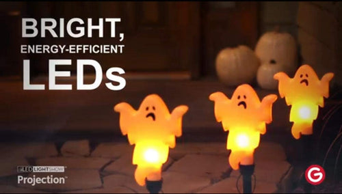 Gemmy Lightshow Flickering Ghosts Halloween Pathway Markers (3-Count)