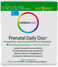Load image into Gallery viewer, Rainbow Light Prenatal Daily Duo: Prenatal One Mulitvitamin &amp; Prenatal Dha- 30 Tablets &amp; 30 Softgels (Packaging May Vary)