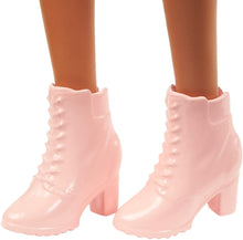 Load image into Gallery viewer, Barbie Fashionistas Doll with Long Brunette Hair Wearing Mouse-Print Dress, Pink Booties &amp; Sunglasses, Toy for Kids 3 to 8 Years Old