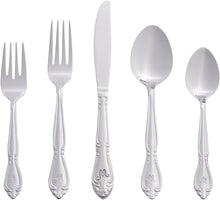 Load image into Gallery viewer, RiverRidge 5417-843-T Rose 46 Piece Monogrammed Flatware Set, LetterT, No size, Silver