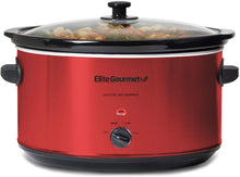 Load image into Gallery viewer, Elite Platinum Elite Gourmet MST-900RXT Electric Ceramic XL Jumbo Slow Cooker Adjustable Temp, Entrees, Sauces, Stews &amp; Dips, Dishwasher Safe Glass Lid &amp; Crock, 8.5 Quart, Red