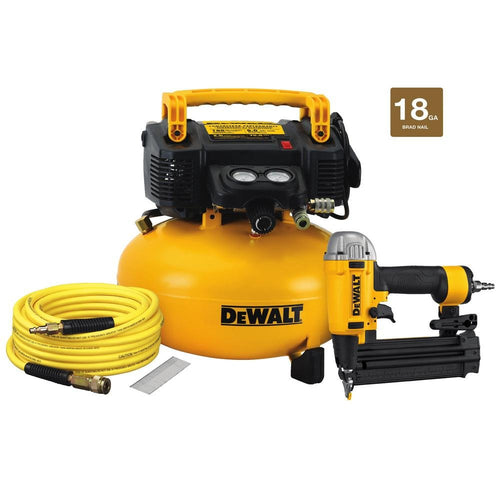 DEWALT DW1KIT18PP 18-Guage Brad Nailer 6 Gal. Heavy Duty Pancake Compressor