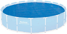 Load image into Gallery viewer, Bestway 58173E 18 Foot Round Above Ground Swimming Pool Solar Heat Cover in Blue with Carrying Bag for Steel Pro Frame Pools
