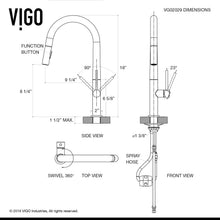 Load image into Gallery viewer, VIGO VG02029 Greenwich 18 Inch Single Handle Brass Kitchen Faucet with Pull Down Sprayer, Commercial Centerset Single Hole Kitchen Sink Faucet, Plated Seven Layer Finish