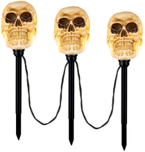 Load image into Gallery viewer, Gemmy Lightshow Flickering Skulls Halloween Pathway Markers (3-Count)