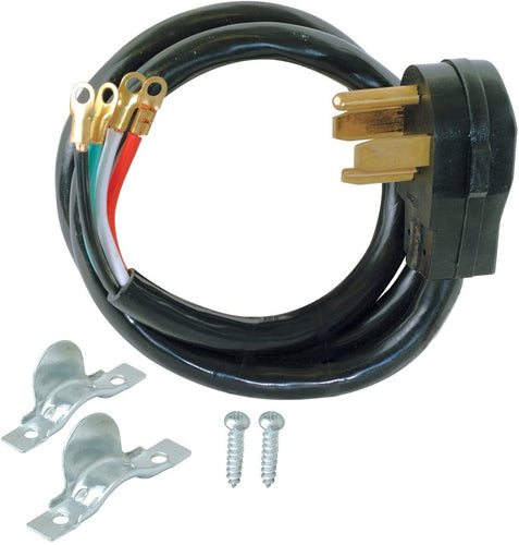 Eastman 61255 4-Prong Electric Dryer Cord 30 Amps, 6 Ft Length, Black